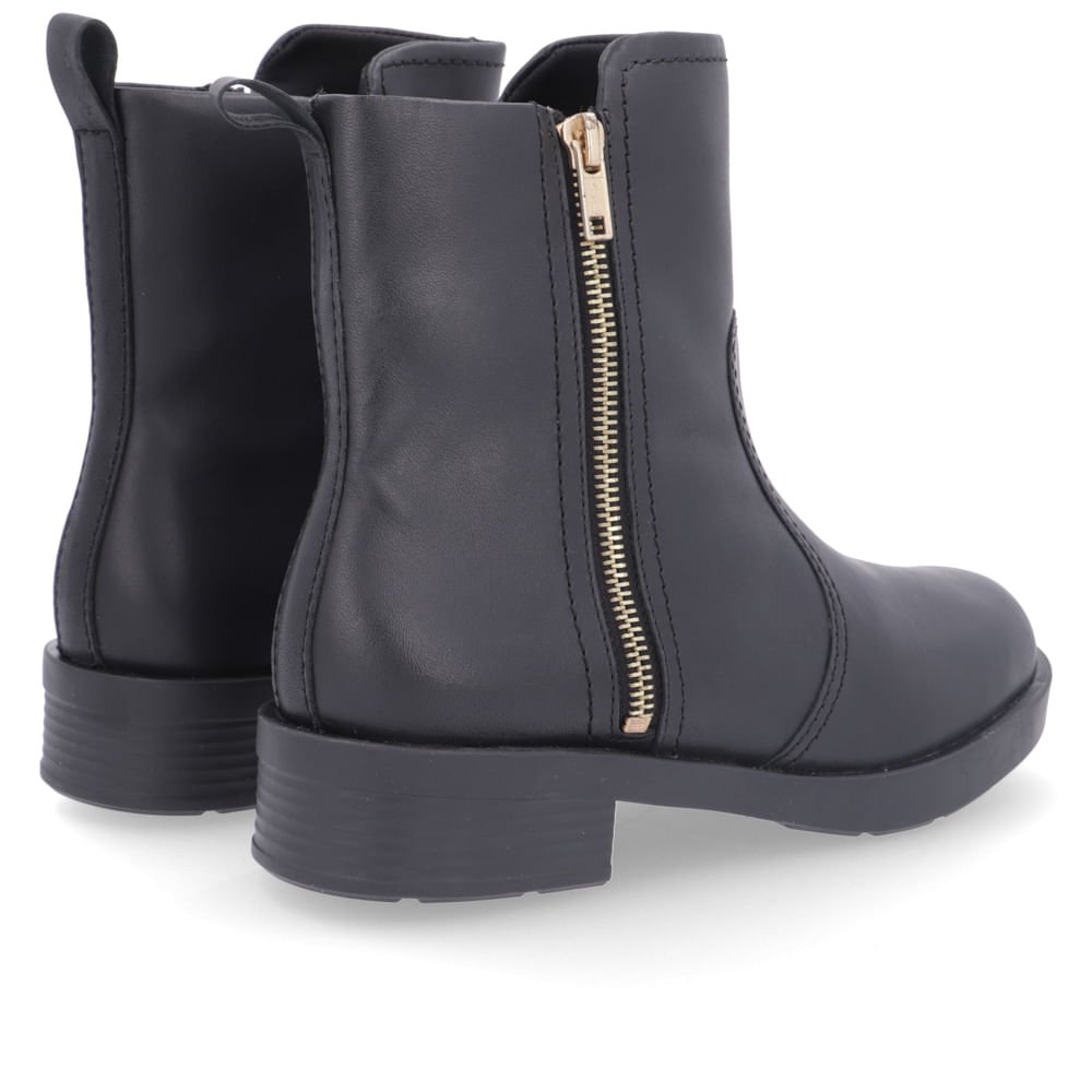 Bota Preto Couro Salto Bloco Zíper Lateral Preto 3