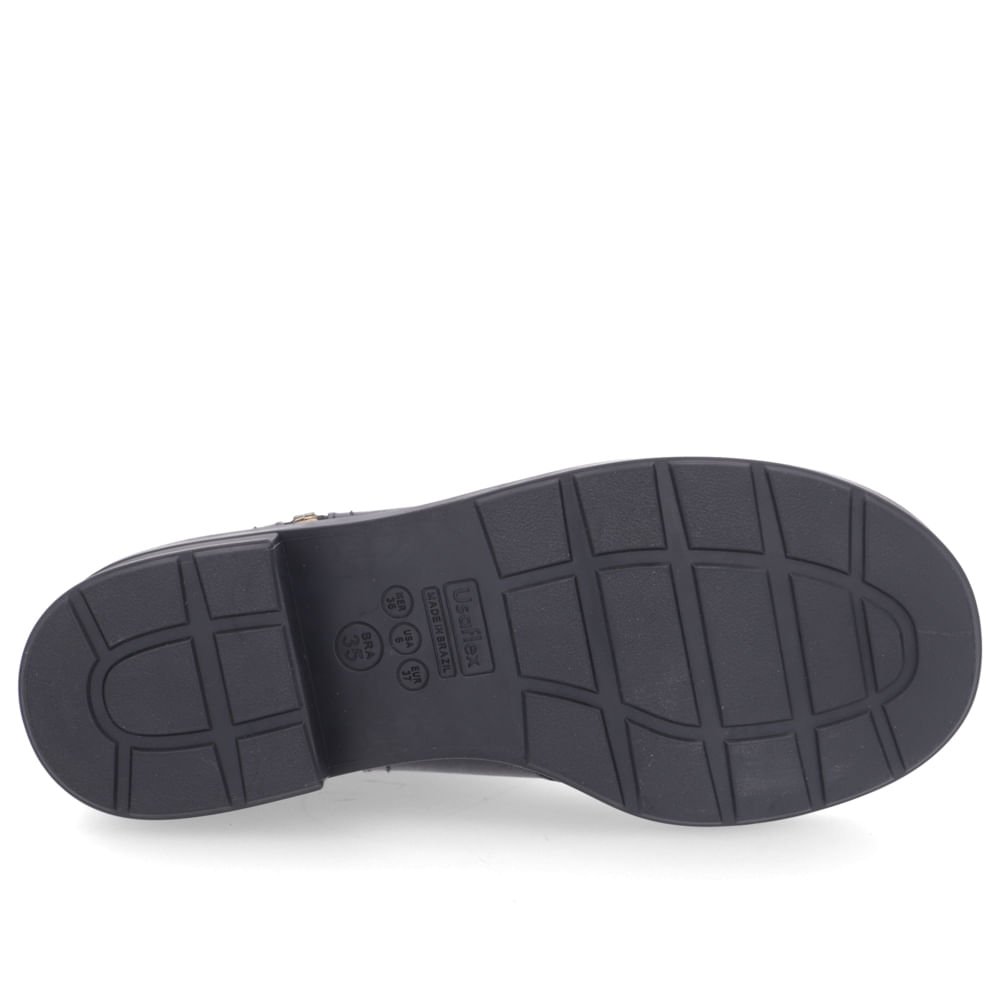 Bota Preto Couro Salto Bloco Zíper Lateral Preto 5
