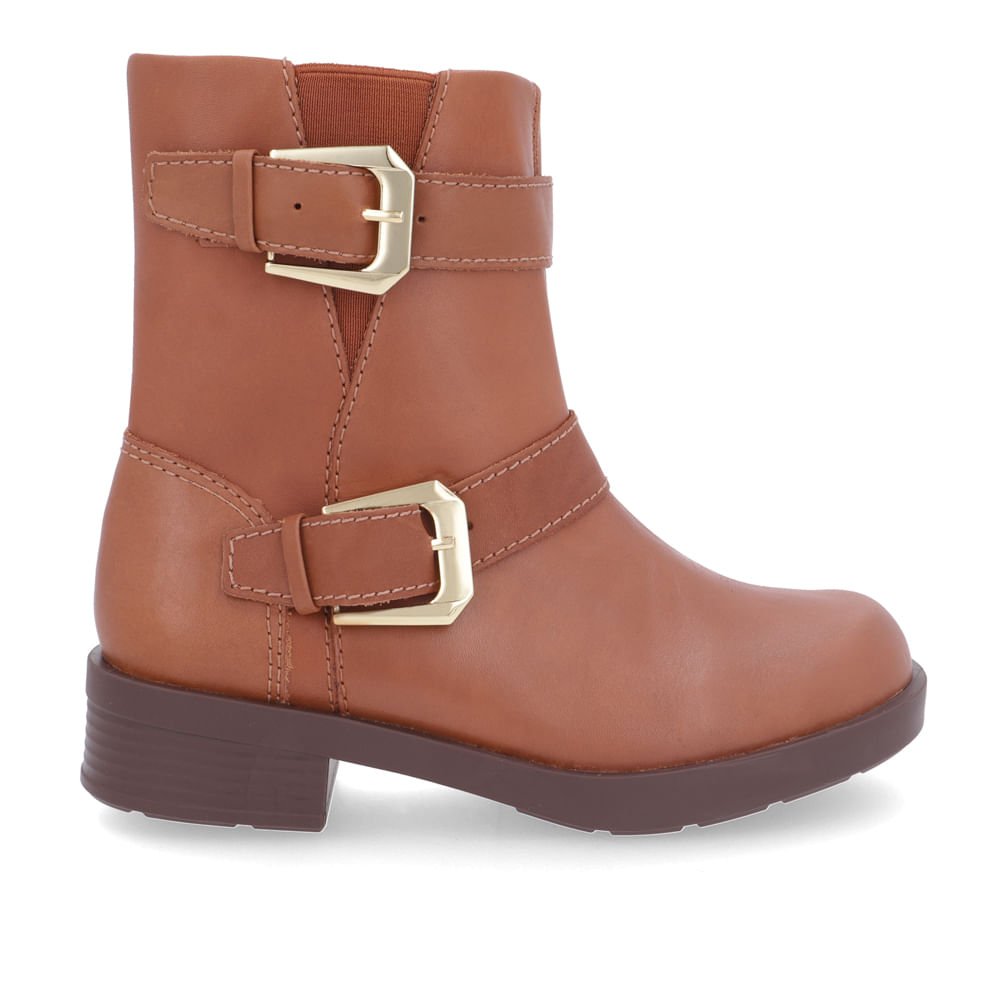 Bota Salto Plataforma Marrom Fivelas Elástico