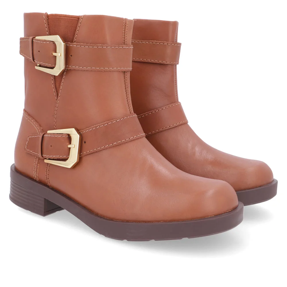 Bota Salto Plataforma Marrom Fivelas Elástico Marrom 2