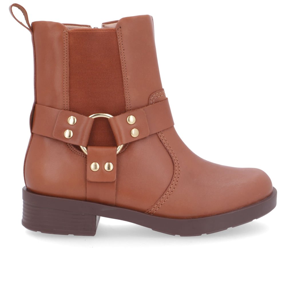 Bota Salto Bloco Marrom Fivelas Elástico Marrom 1