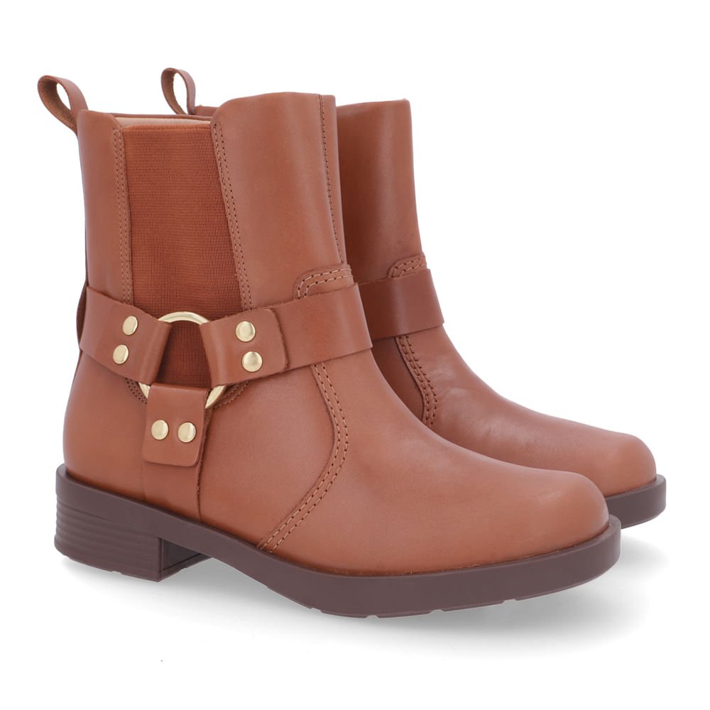 Bota Salto Bloco Marrom Fivelas Elástico Marrom 2