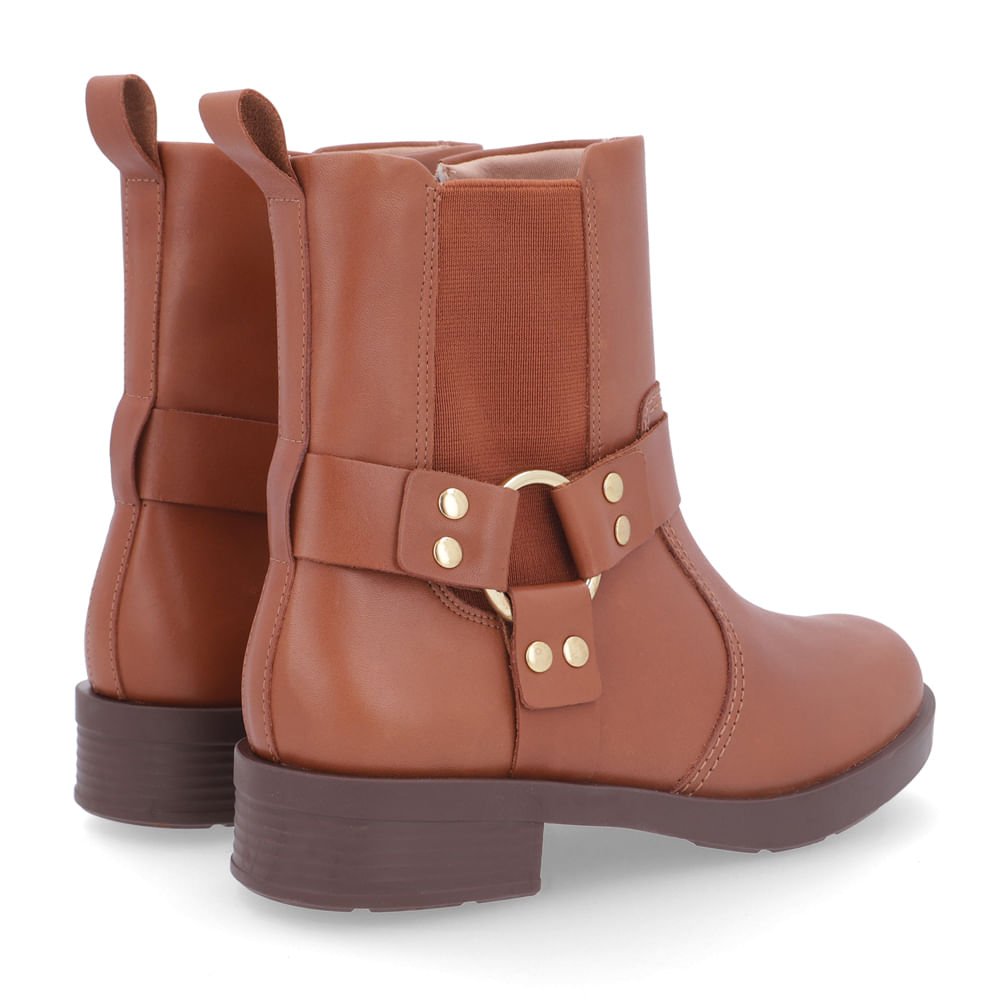 Bota Salto Bloco Marrom Fivelas Elástico Marrom 3