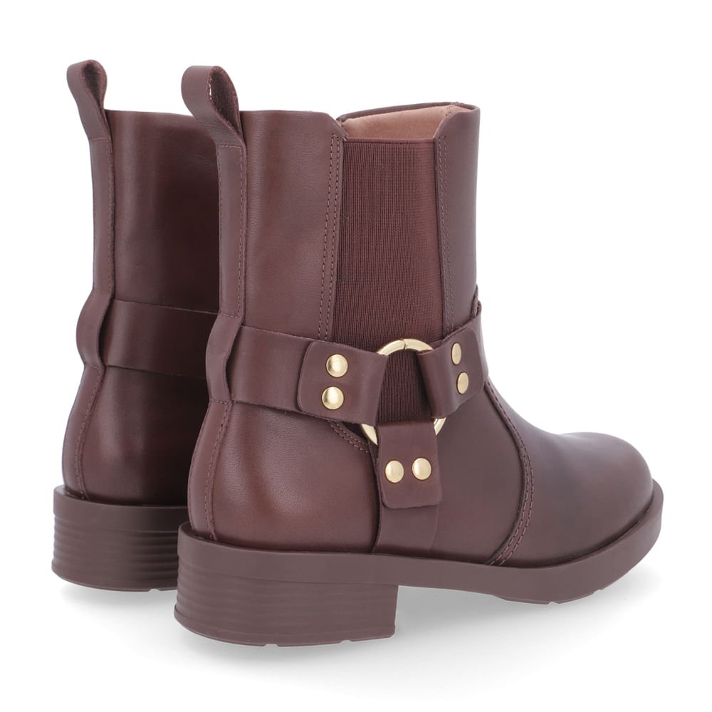 Bota Salto Bloco Marrom Fivelas Elástico Marrom 3