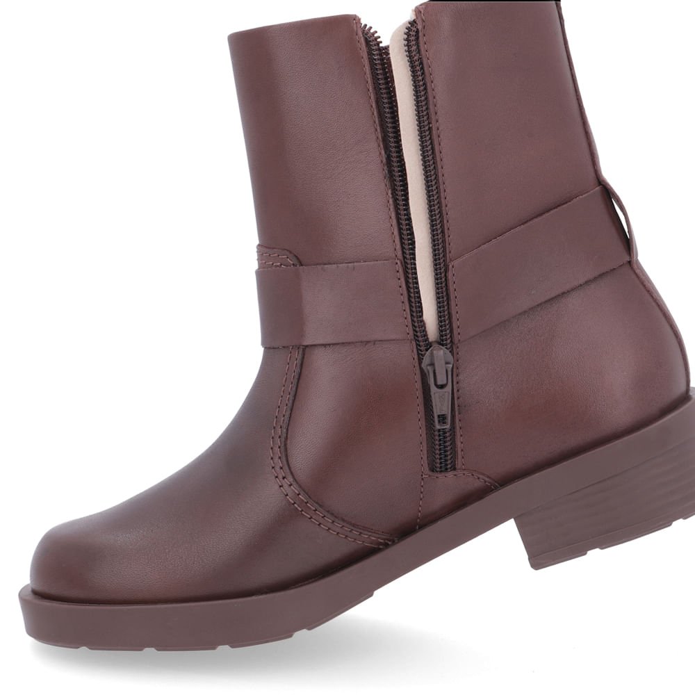 Bota Salto Bloco Marrom Fivelas Elástico Marrom 4