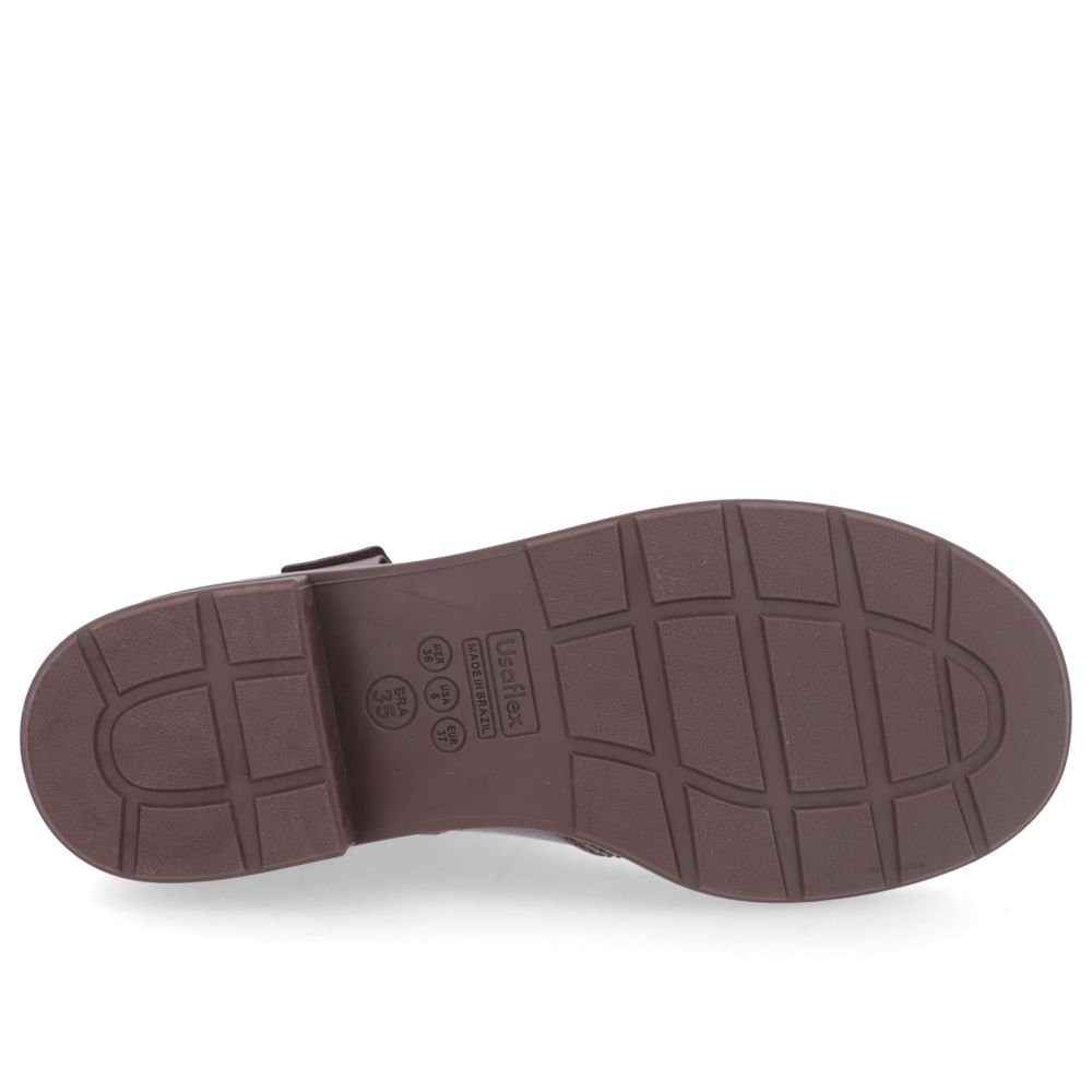 Bota Salto Bloco Marrom Fivelas Elástico Marrom 5