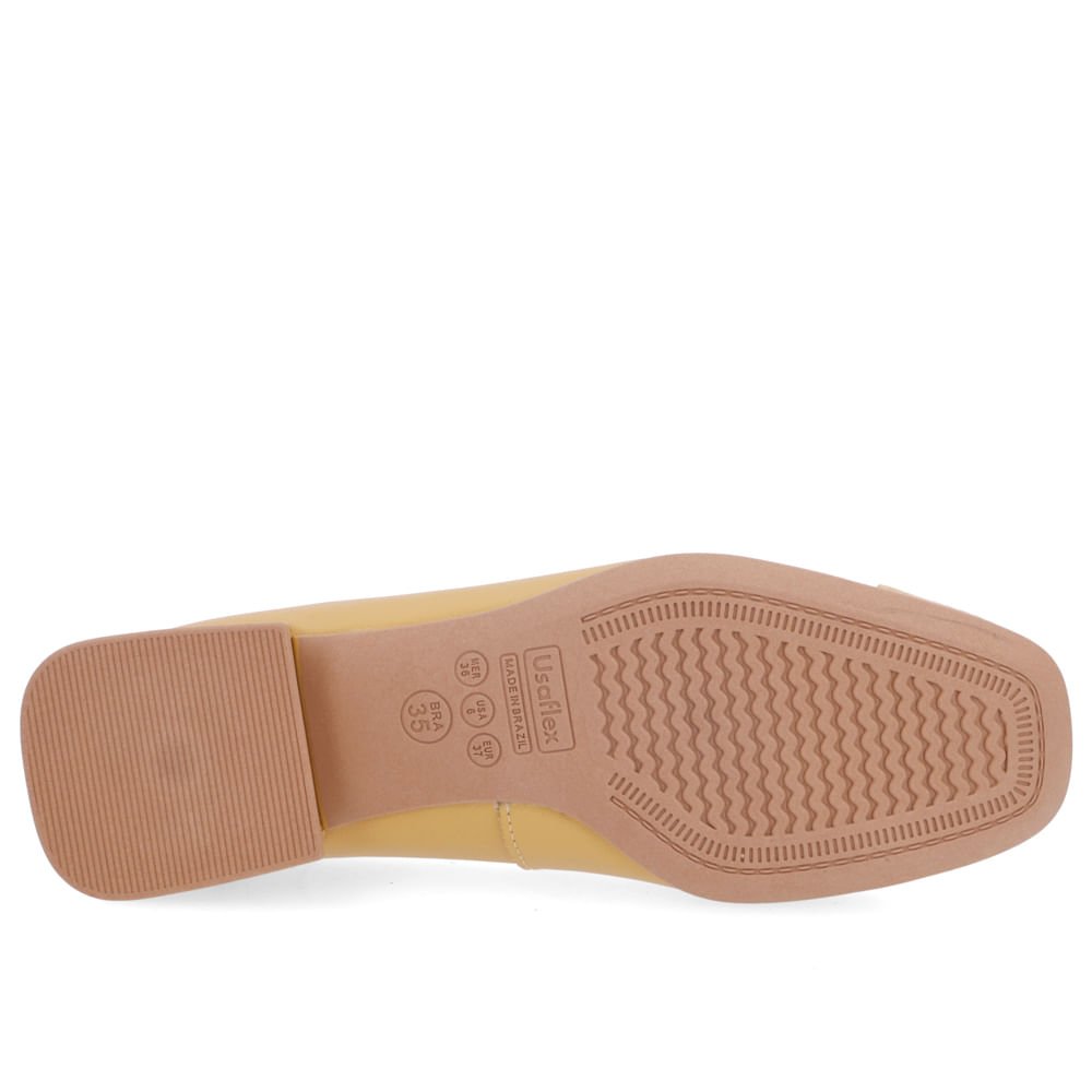Scarpin Couro Amarelo Salto Bloco Bico Escama Amarelo 5
