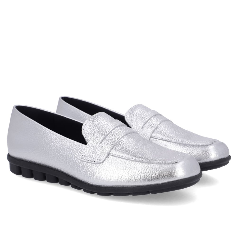 Loafer Usaflex Metalizado Prata Feminino Prata 2