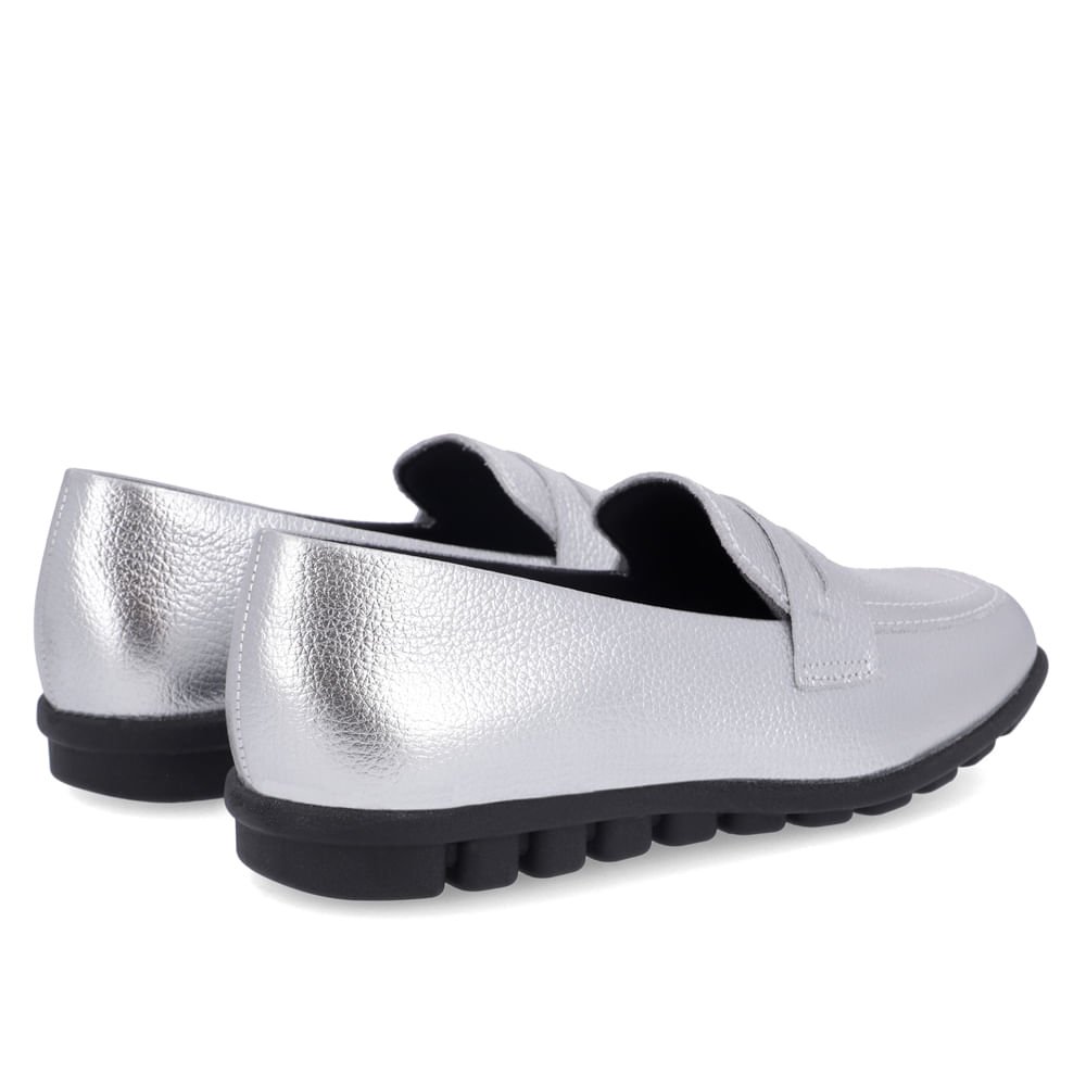 Loafer Usaflex Metalizado Prata Feminino Prata 3