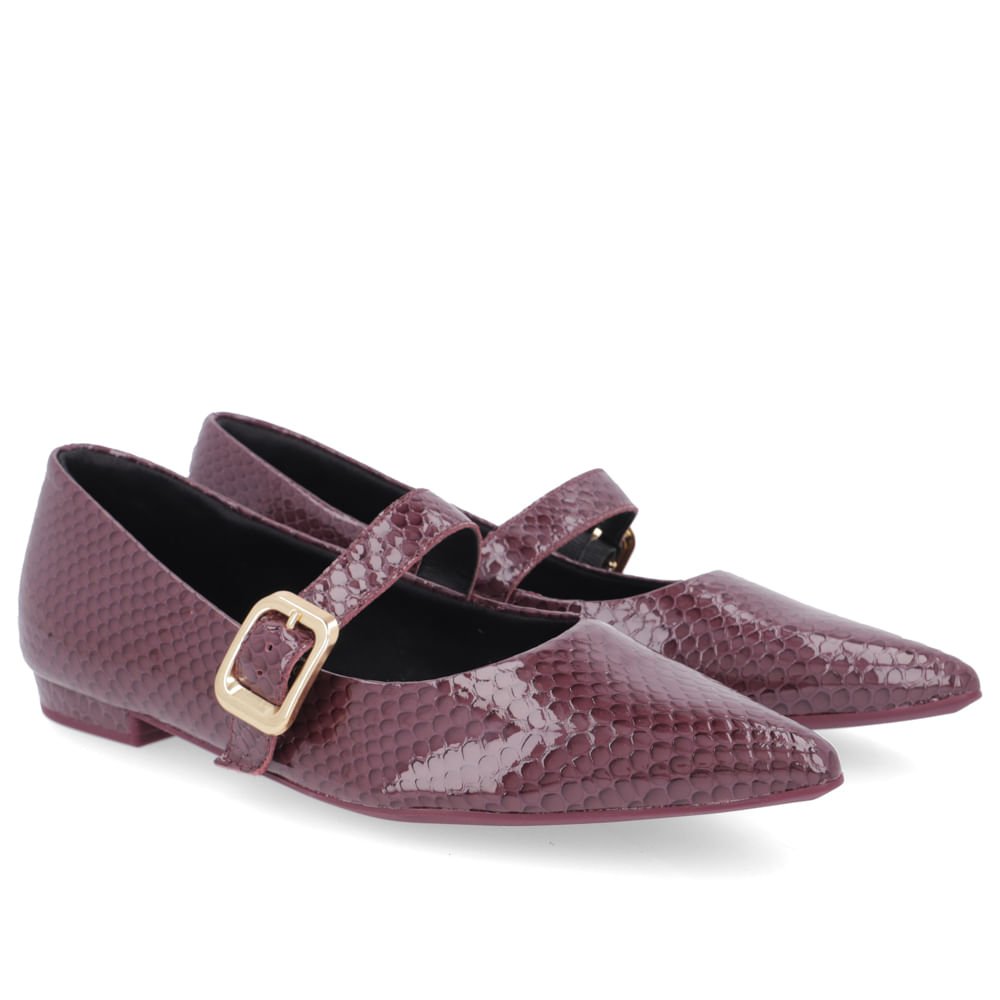 Sapatilha Boneca Roxa Couro Bico Fino Roxo 2