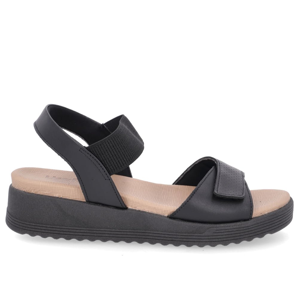 Sandália Usaflex Salto Plataforma Couro Feminino Preto 1