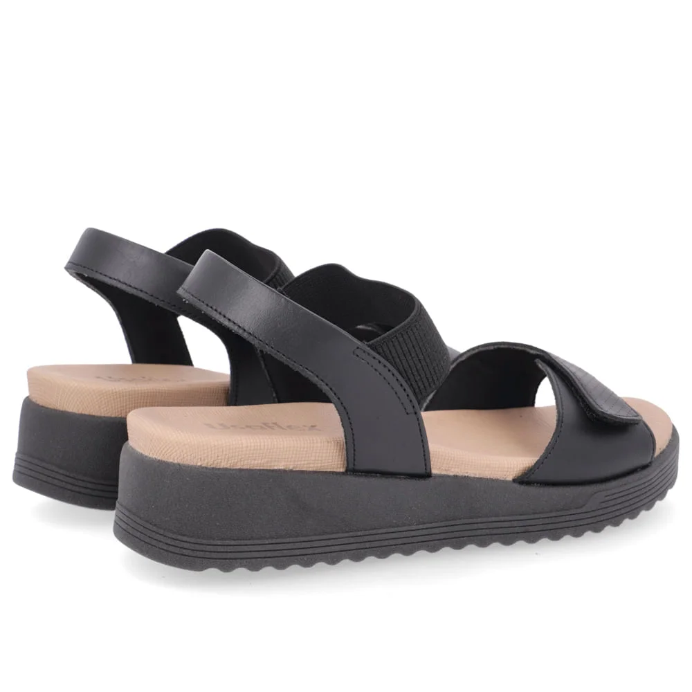 Sandália Usaflex Salto Plataforma Couro Feminino Preto 3