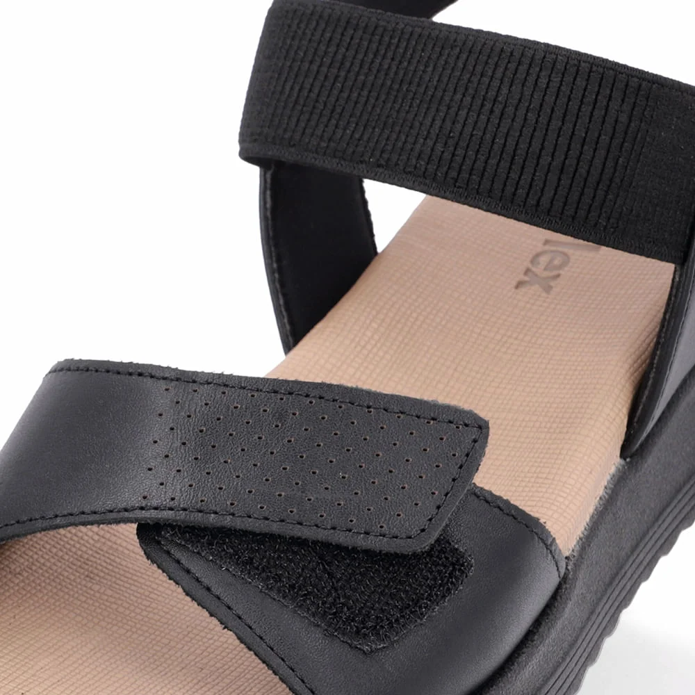 Sandália Usaflex Salto Plataforma Couro Feminino Preto 4