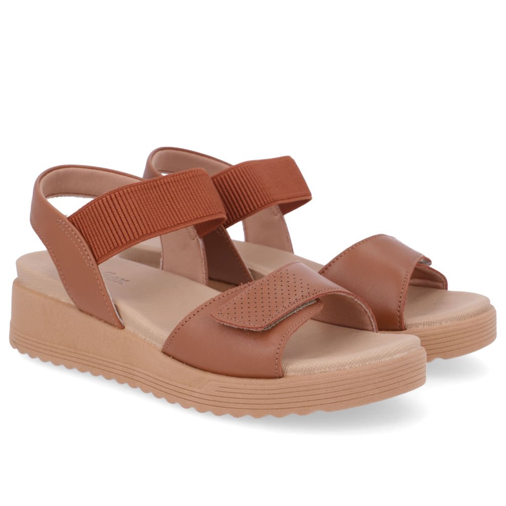 Sandália Salto Plataforma Couro Marrom Fecho-Flex Marrom 2