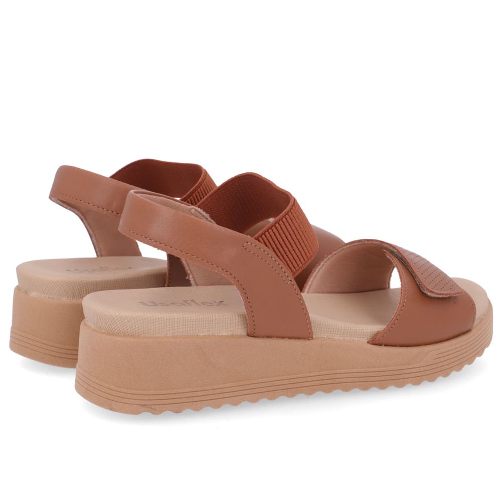 Sandália Salto Plataforma Couro Marrom Fecho-Flex Marrom 3