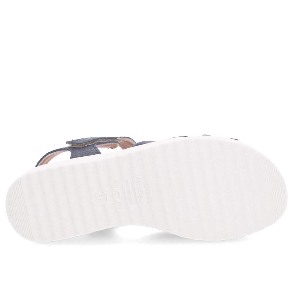 Sandália Usaflex Salto Plataforma Couro Azul Tira Cruzada Feminino Azul 5