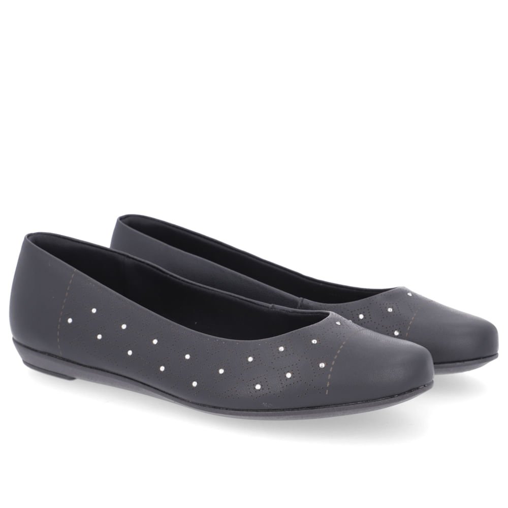 Sapatilha Usaflex Preta Couro Laser Preto 2