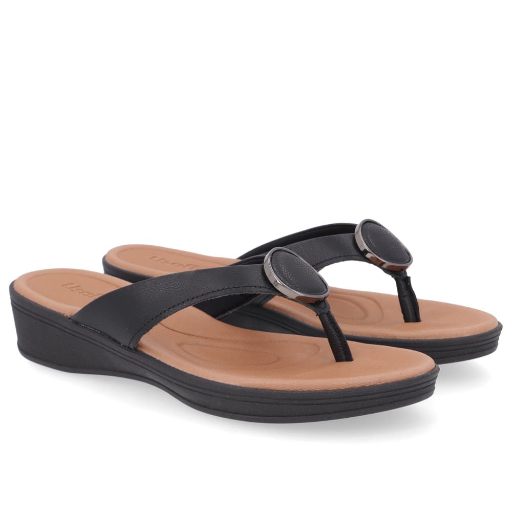 Chinelo Usaflex Salto Plataforma Feminino Preto 2