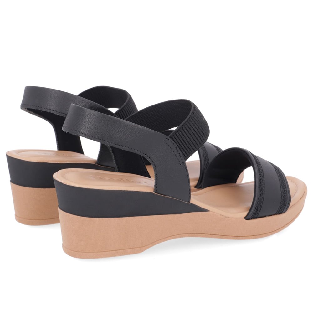 Sandália Salto Anabela Couro Preto Preto 3