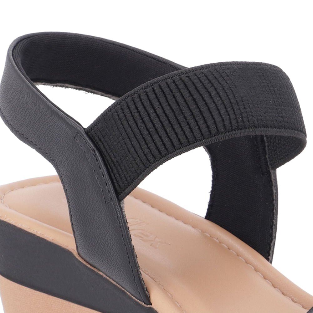 Sandália Salto Anabela Couro Preto Preto 4