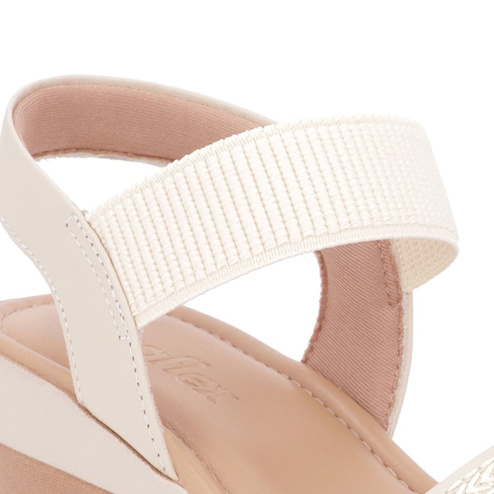 Sandália Salto Anabela Couro Bege Bege 4