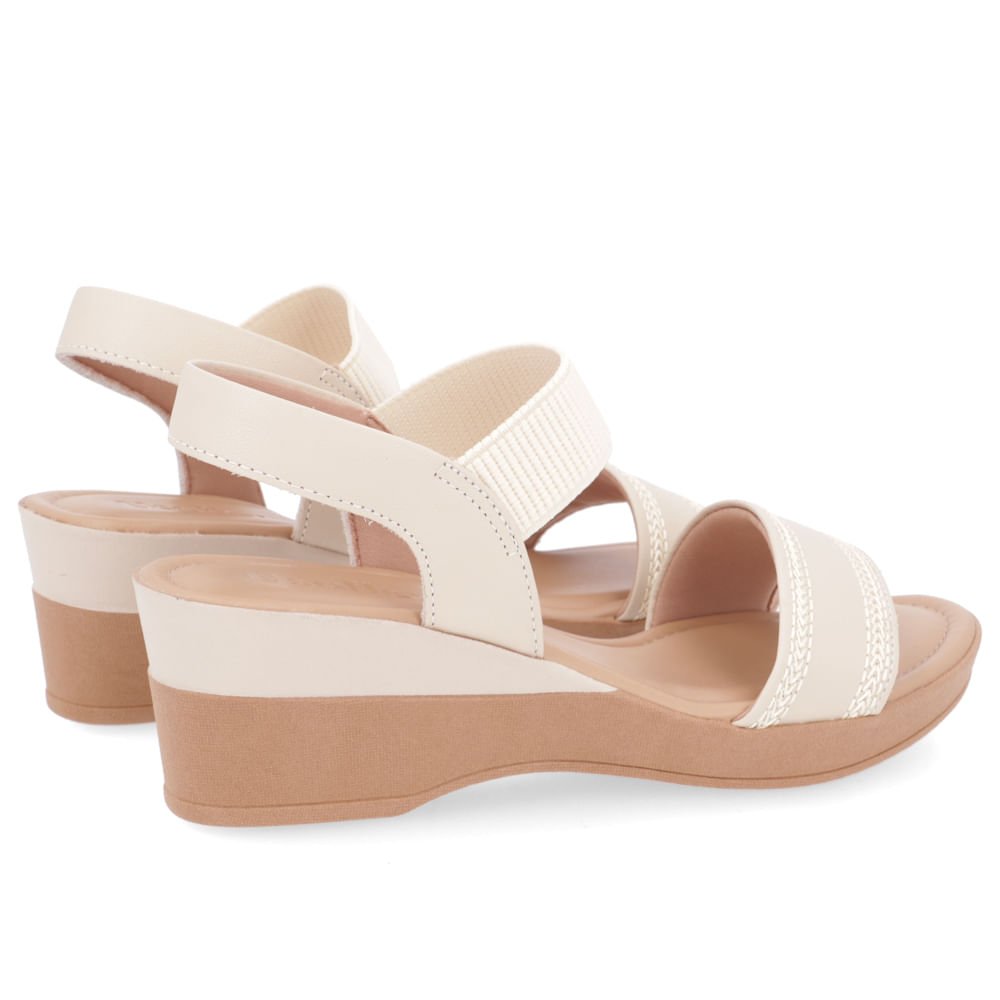 Sandália Salto Anabela Couro Bege Bege 3