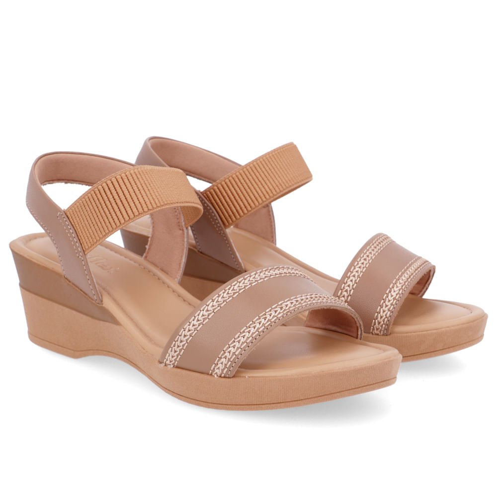 Sandália Salto Anabela Couro Marrom Marrom 5