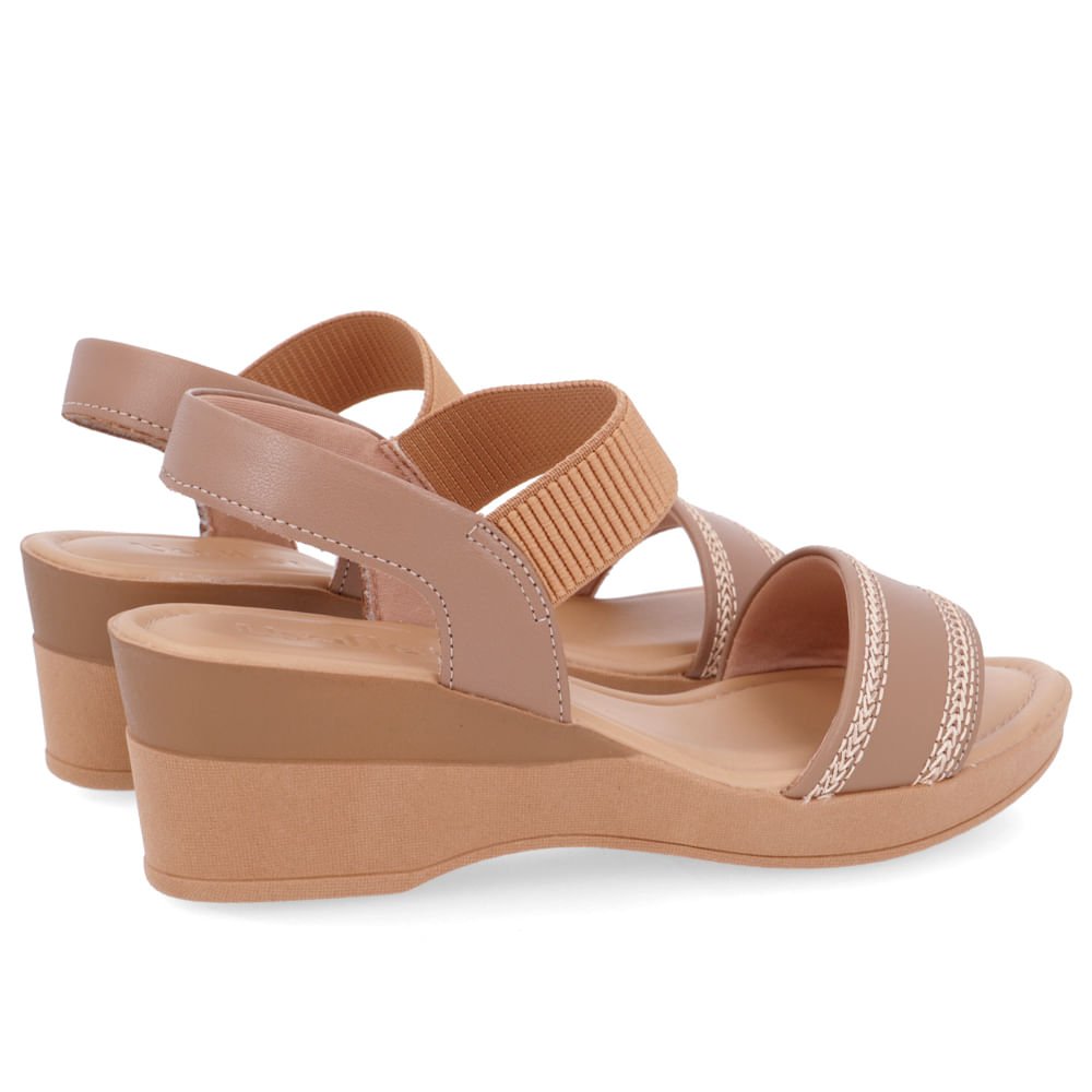 Sandália Salto Anabela Couro Marrom