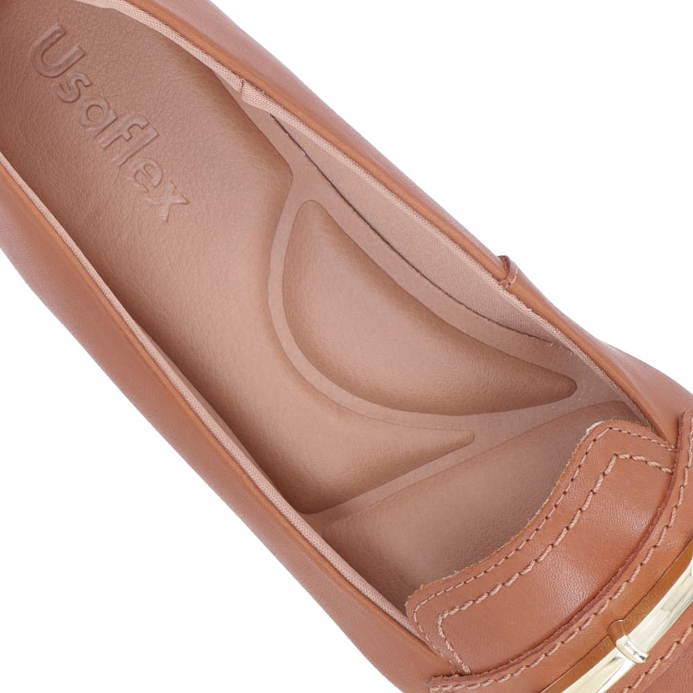 Sapatilha Marrom Canela Couro Bico Fino Enfeite Marrom 4