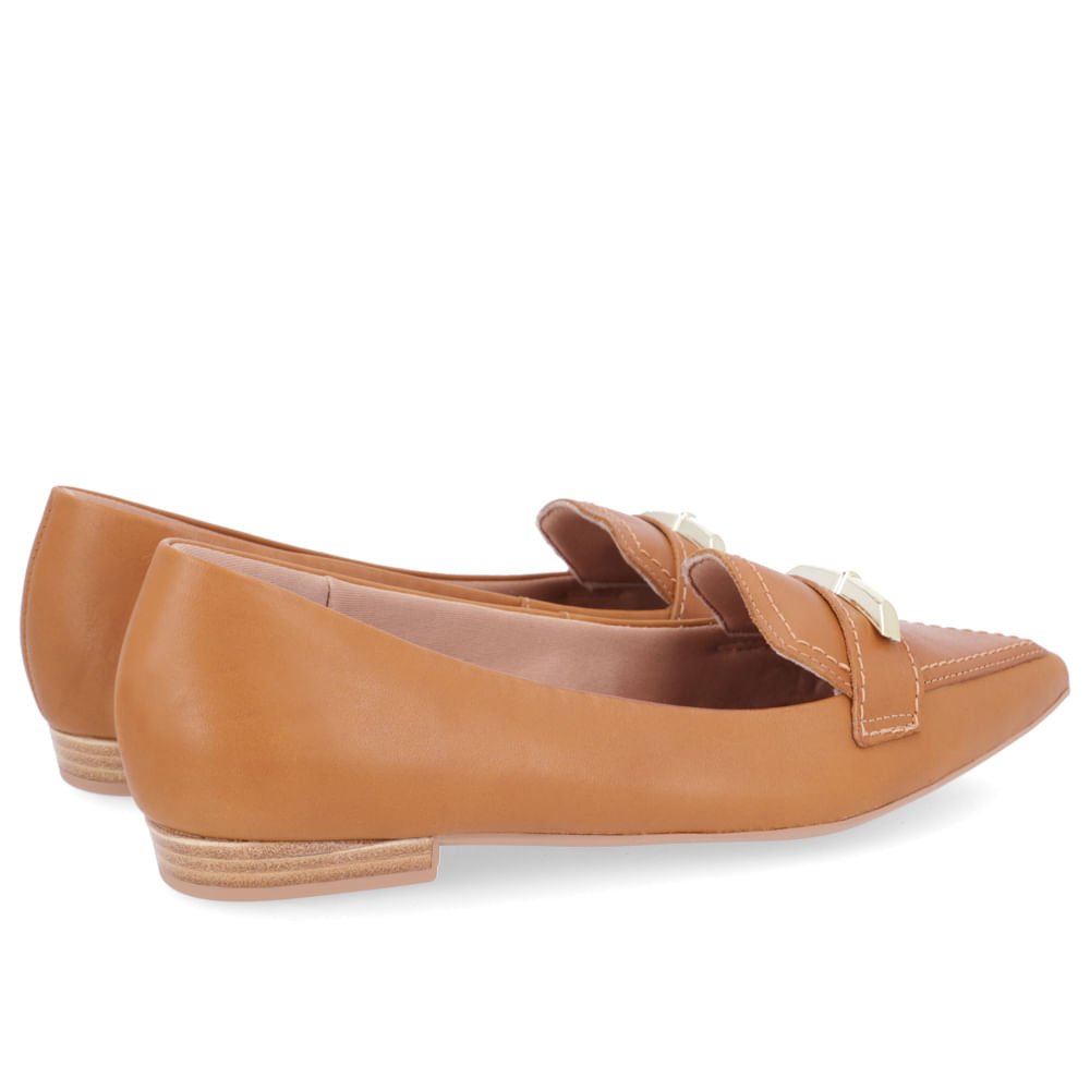 Sapatilha Marrom Couro Bico Fino Enfeite Marrom 3