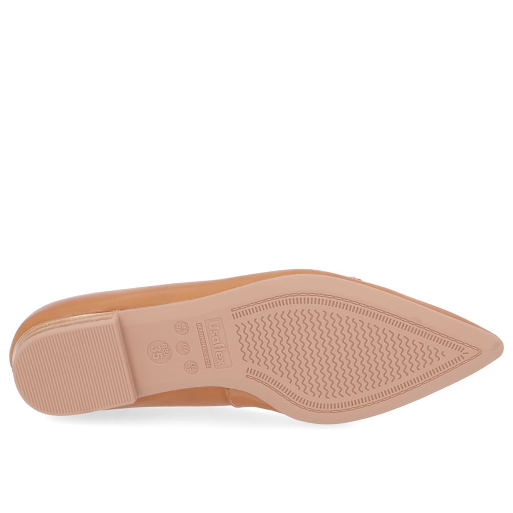 Sapatilha Marrom Couro Bico Fino Enfeite Marrom 5