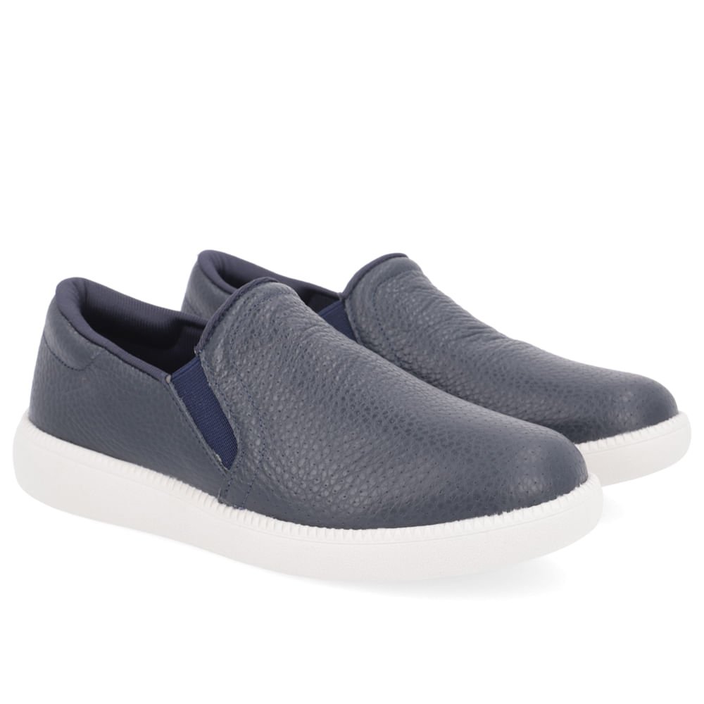 Tênis Slip On Couro Azul Azul 2