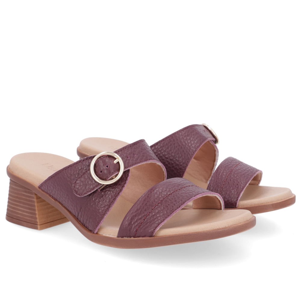 Tamanco Salto Bloco Couro Roxo Fivela Roxo 2