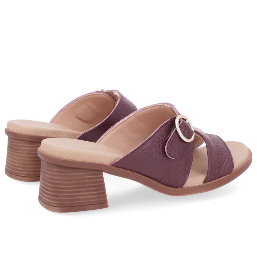 Tamanco Salto Bloco Couro Roxo Fivela Roxo 3