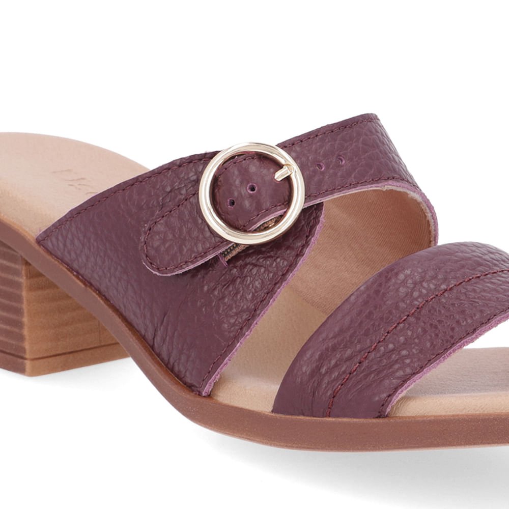 Tamanco Salto Bloco Couro Roxo Fivela Roxo 4