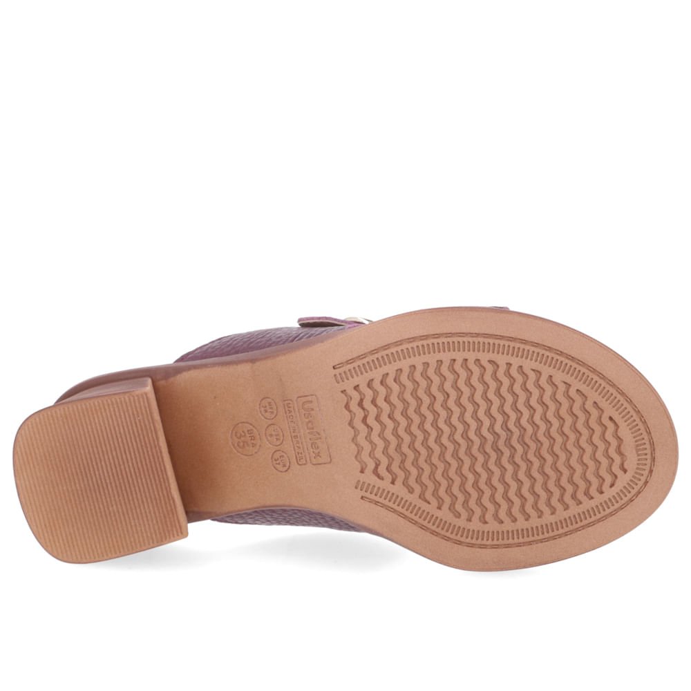 Tamanco Salto Bloco Couro Roxo Fivela Roxo 5