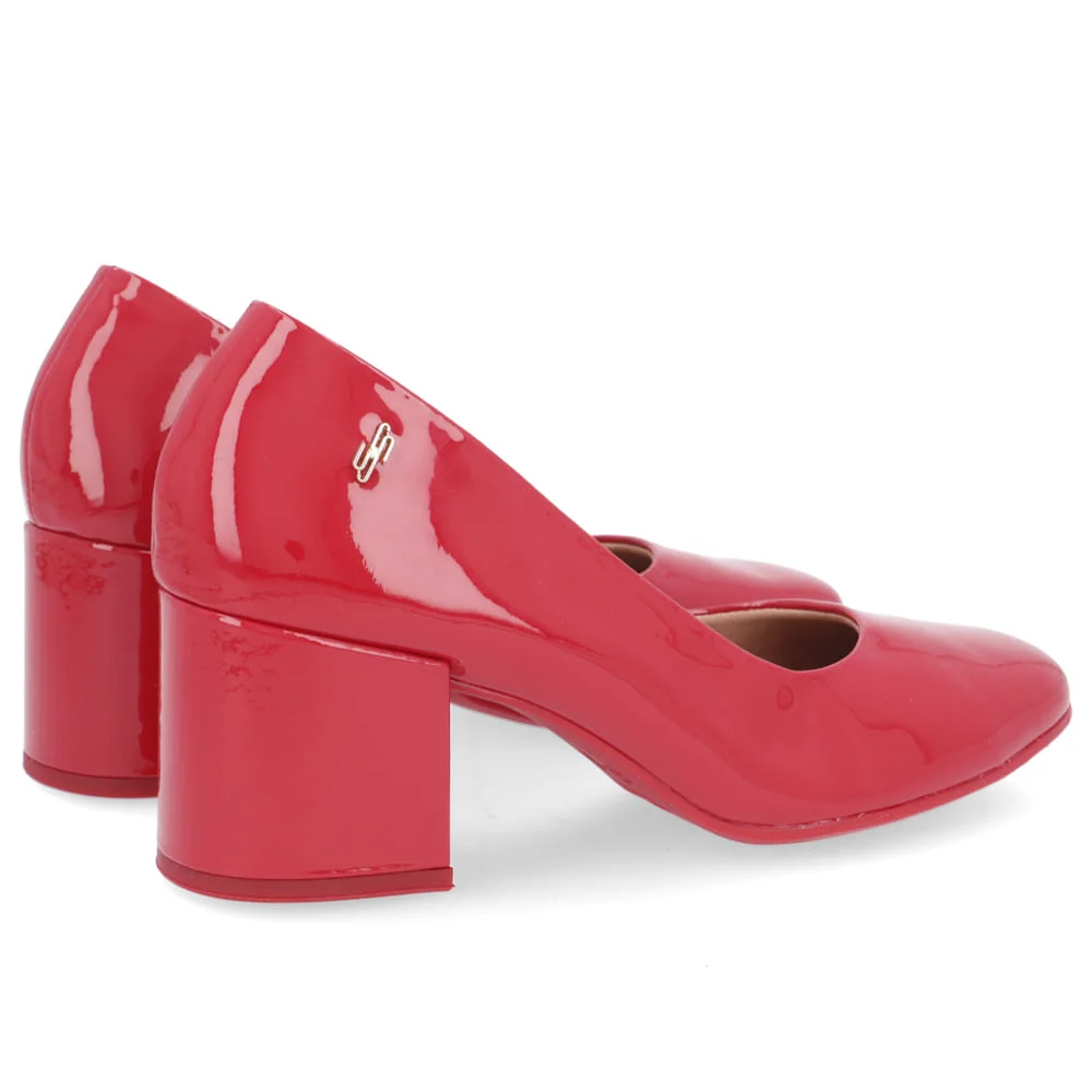 Scarpin Couro Verniz Vermelho Salto Bloco Liso Vermelho 3