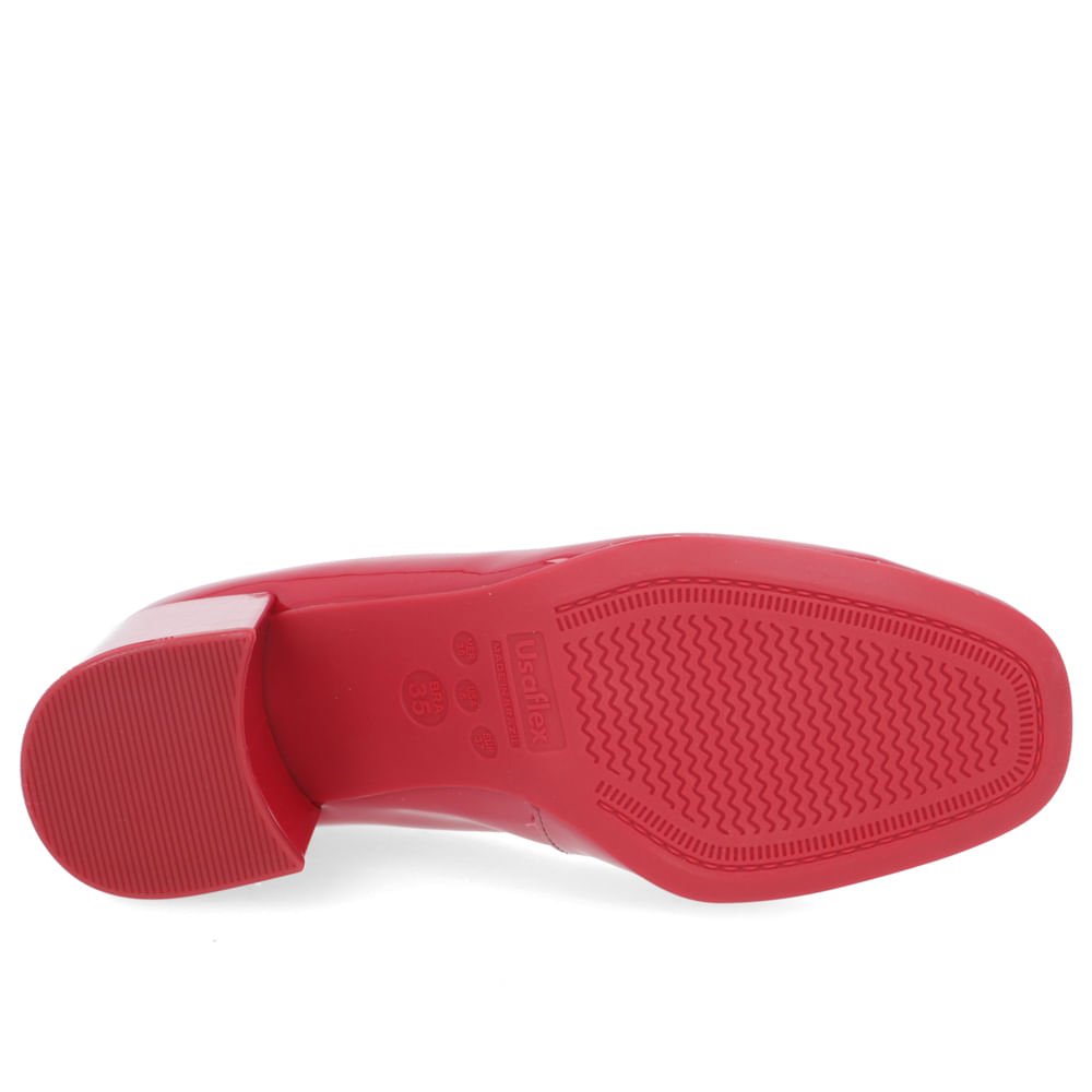Scarpin Couro Verniz Vermelho Salto Bloco Liso Vermelho 5