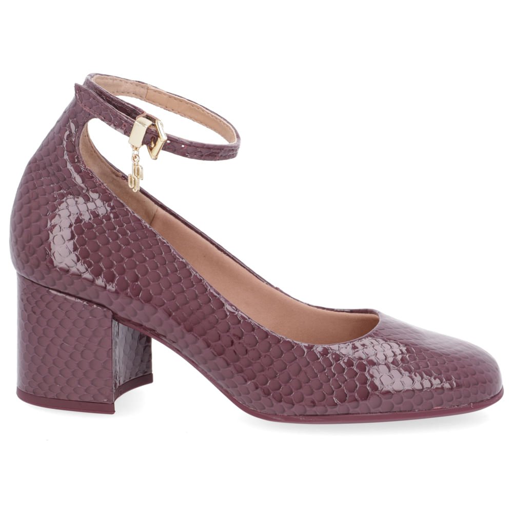 Scarpin Boneca Verniz Roxo Tornozeleira