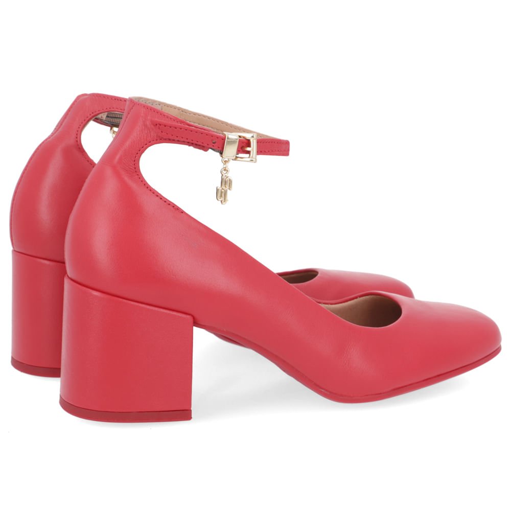 Scarpin Boneca Couro Vermelho Tornozeleira Vermelho 3