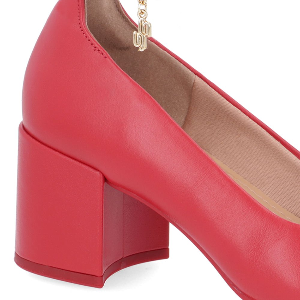 Scarpin Boneca Couro Vermelho Tornozeleira Vermelho 4