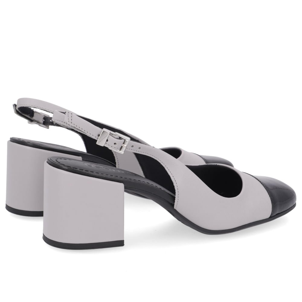 Slingback Cinza Preto Salto Bloco Couro Cinza 3