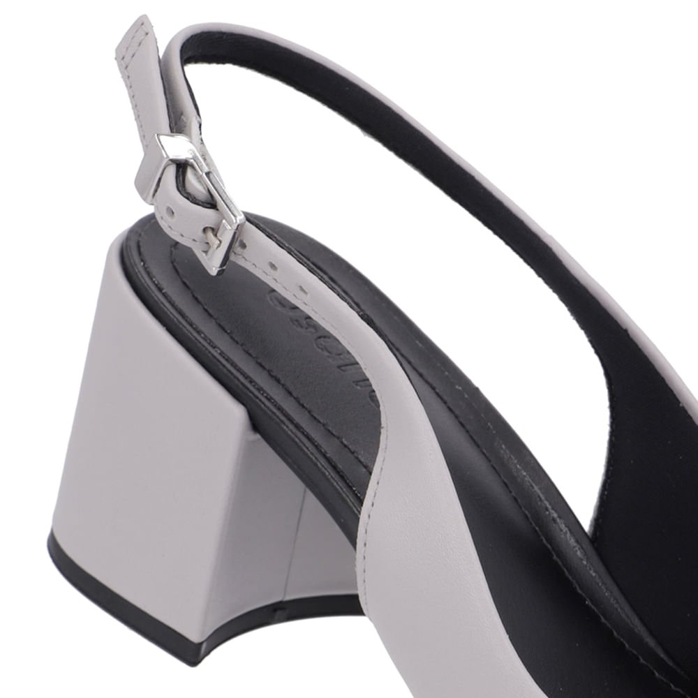 Slingback Cinza Preto Salto Bloco Couro Cinza 4