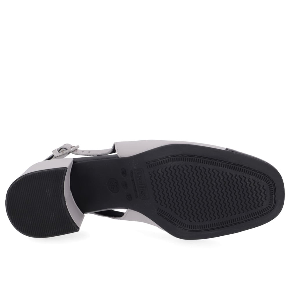 Slingback Cinza Preto Salto Bloco Couro Cinza 5