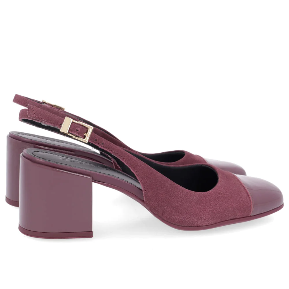 Slingback Roxo Salto Bloco Couro Roxo 3