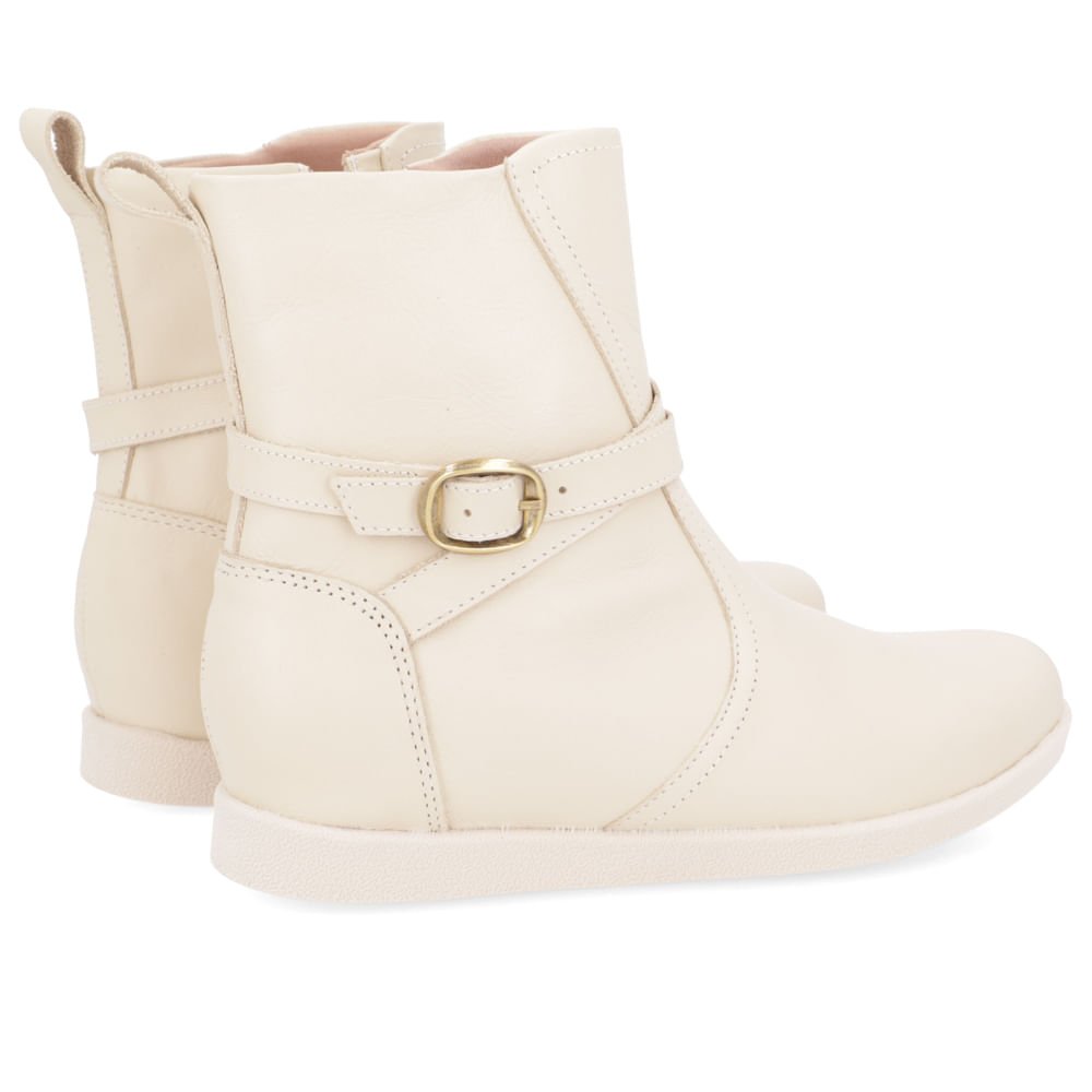 Bota Salto Embutido Bege Couro Bege 3