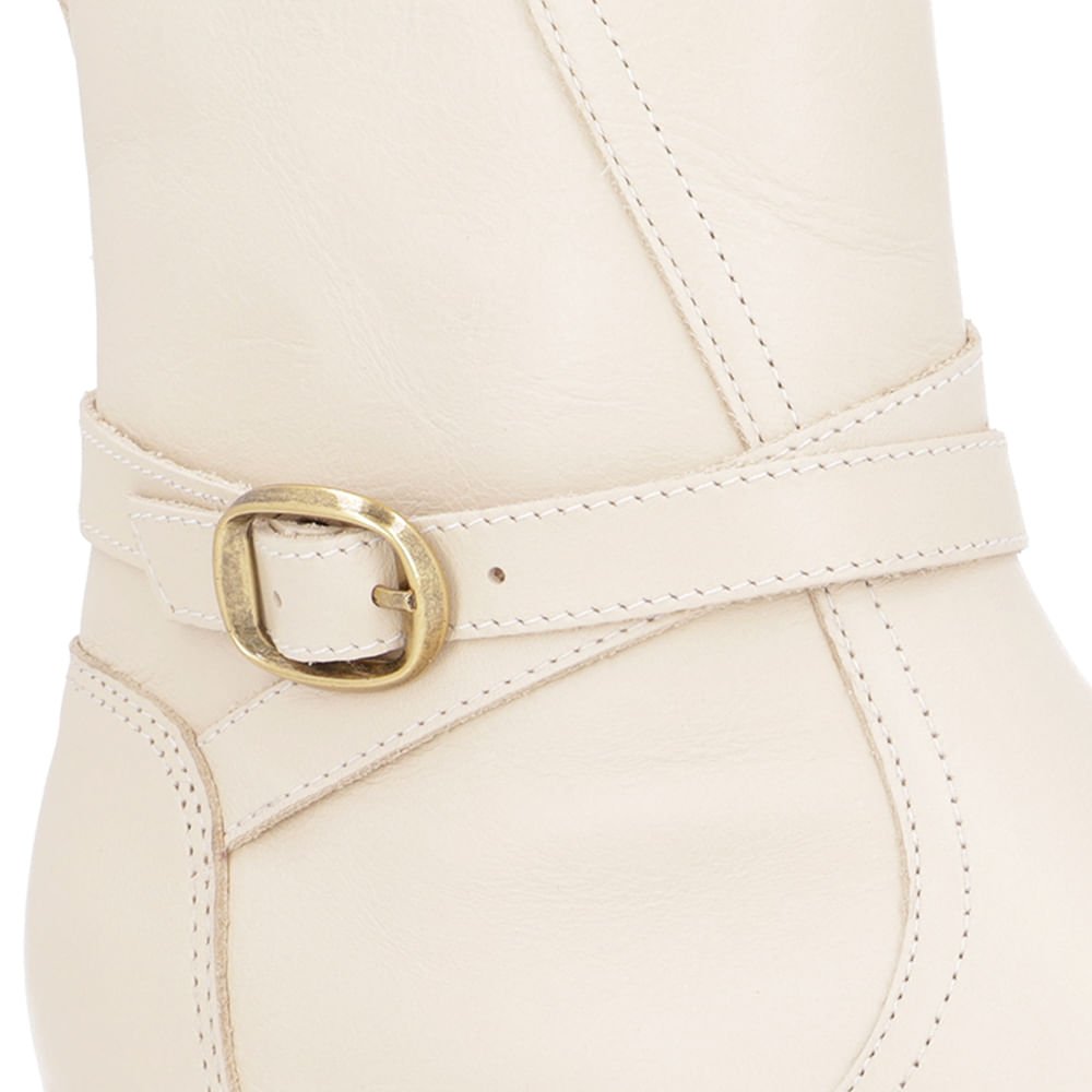 Bota Salto Embutido Bege Couro Bege 4