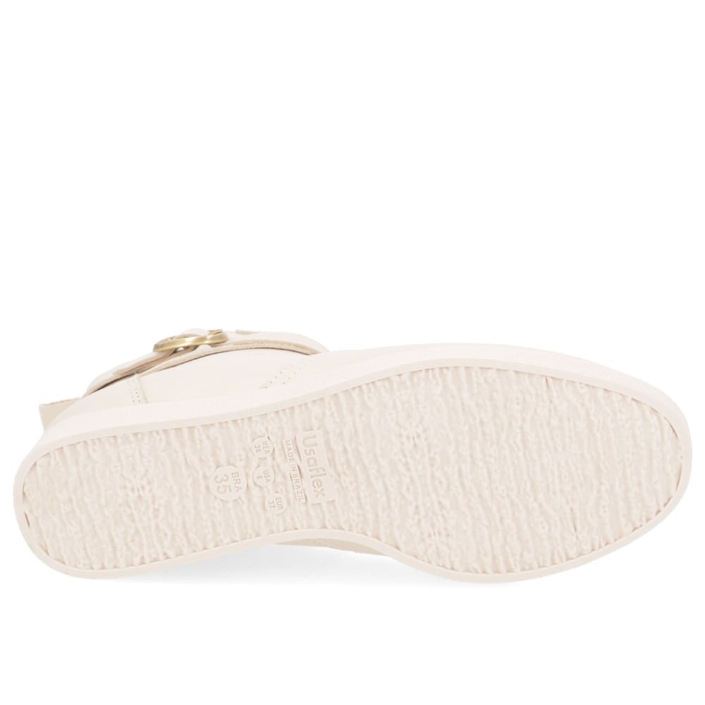 Bota Salto Embutido Bege Couro Bege 5