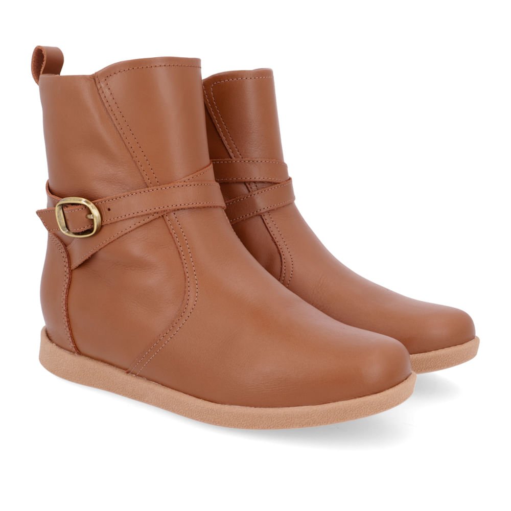 Bota Salto Embutido Marrom Couro Marrom 2