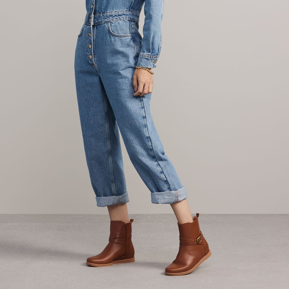 Bota Salto Embutido Marrom Couro Marrom 4